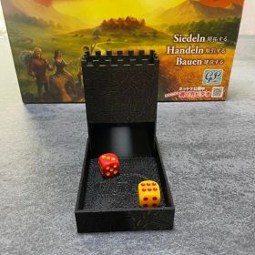折りたたみ式ダイスタワー – 中世のお城風（カタン対応） ブラック