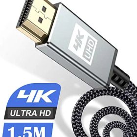 HDMI ケーブル 1.5m ハイスピード アップグレード HDMI 2.0規格HDMI Cable 4K 60Hz 3840p / 2160p UHD 3D HDR 18Gbps 高速イーサネット ARC hdmi ケーブル - パソコンの画面をテレビに映す Apple TV,PS5 / PS4 / PS3 PCモニターなど適用 (グレー)