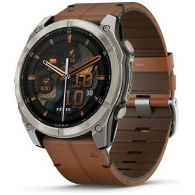 GARMIN｜ガーミン fenix 8（フェニックス 8）Sapphire AMOLED 51mm GPSスマートウォッチ Ti / Chestnut Leather Band 010-02905-81【Suica対応】