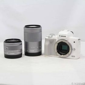 〔中古〕Canon(キヤノン) EOS Kiss M ホワイト ダブルズームキット〔344-ud〕