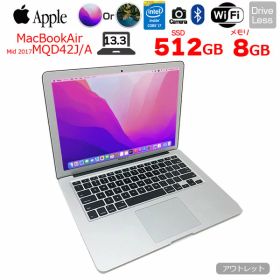 【中古パソコン】Apple MacBook Air_13.3inch MQD42J/A A1466 2017 USキー 選べるOS Monterey or BigSur [core i7 5650U 2.2GHz メモリ8GB SSD512GB 無線 BT カメラ 13.3インチ ] :アウトレット