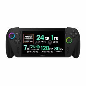 ASUS ゲーミングPC ROG Xbox Ally X RC73XA 7インチ Ryzen AI Z2 Extreme メモリ 24GB SSD 1TB リフレッシュレート120Hz Windows11 バッテリー駆動22.3時間 ポータブル 重量715g ブラック RC73XA-Z2E24G1T