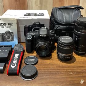 キャノン Canon EOS 70D トリプルレンズセット 一眼レフ 送料込み