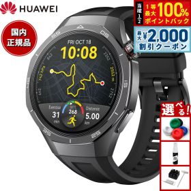 【4/5はWイベント！最大2000円OFFクーポン＆抽選で最大10000ptバック】ファーウェイ HUAWEI スマートウォッチ WATCH GT5 PRO 46mm VLI-B29-BK ウェアラブル 血中酸素 ゴルフナビ ブラック 腕時計 メンズ レディース