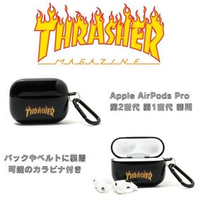 [THRASHER] アップル エアポッズ プロ ケース Apple AirPods Pro（第２/1世代兼用）カラビナ付き Logo AirPods Pro Case スラッシャー