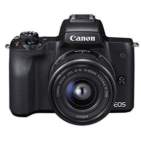 【中古】「非常に良い（無料延長保証）」Canon ミラーレス一眼カメラ EOS Kiss M 標準ズームキット ブラック EOSKISSMBK-1545ISSTMLK(ミラーレス一眼)