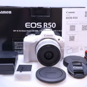【1,000回以下 ほぼ新品】Canon EOS R50 標準ズームレンズキット(RF-S18-45) ホワイト/APS-C/約376g EOSR50WH-1845ISSTMLK ミラーレス一眼カメラ