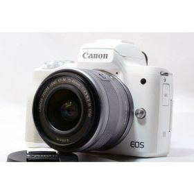 【中古】キヤノン Canon EOS Kiss M ホワイトレンズキット 美品 Wi-Fiで