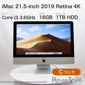 Apple iMac 21.5インチ 2019 Retina 4K Cランク カラー：シルバー ストレージ：1TBHDD メモリ：16GB OS：macOS Mojave 10.14.6 CPU：Core i3 3.60GHz