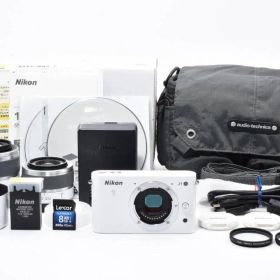 美品 ニコン Nikon 1 J1 ダブルズームキット ホワイト ＃A398