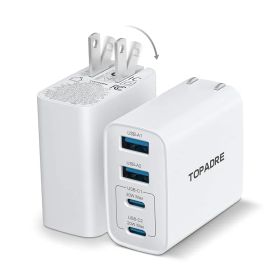 TOPADRE GaN 充電器 2個セット 合計40W 急速充電器 超小型 軽量 PD 20W 4ポート (Type-C 2つ + USB-A 2つ) PSE認証 折り畳み式 iPhone 17/16/15/14 Galaxy S25/S24 iPad イ 1