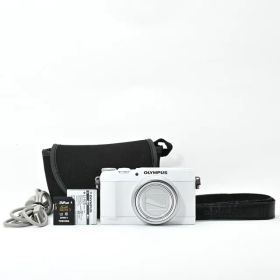 ＜良品＞ OLYMPUS STYLUS SH-1 ホワイト｜光学式5軸手ぶれ補正搭載｜光学24倍＆超解像48倍ズーム｜液晶横ラバー部変色あり｜動作良好のコンパクトデジタルカメラ
