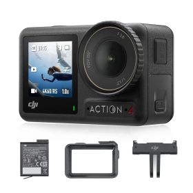 【Amazon限定】DJI アクションカメラ Osmo Action 4 エッセンシャルコンボ 4K/120fps対応 防水アクションカメラ 1/1.3インチセンサー搭載 驚 [1年間メーカー標準保証] [追加アクセサリーなし] [定番 エッセンシャルコンボ]