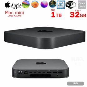 【中古パソコン】Apple Mac mini MRTT2J/A A1993 2018 小型デスク 選べるOS [Core i7 8700B 3.2GHz 32GB SSD1TB 無線 BT スペースグレイ 純箱 ]：美品