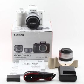 【美品】キヤノン Canon EOS Kiss M2 ホワイト ダブルレンズ