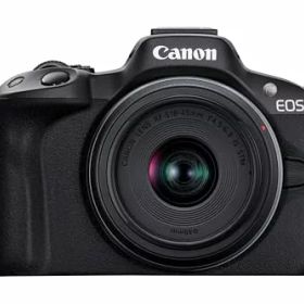 【中古】「ほぼ新品」Canon ミラーレス一眼カメラ EOS R50 標準ズームレンズキット(RF-S18-45) ブラック/APS-C/約375g EOSR50BK-1845ISSTMLK