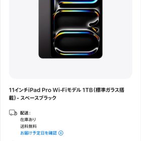 【未使用】iPad Pro 11インチ M4 Wi-Fiモデル 1TB 2024年モデル 標準ガラス スペースブラック