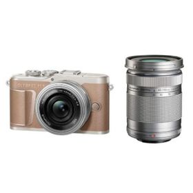 オリンパス(OLYMPUS)のE-PL10 ブラウン EZダブルズームキット + SD 64GB + バッグ(ミラーレス一眼)