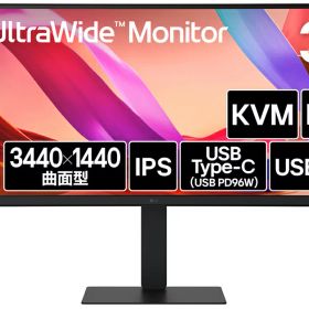 LGエレクトロニクス｜エルジー 液晶ディスプレイ(34型/曲面型/IPS/UWQHD 3440×1440/100Hz/5ms/HDR10/HDMI/DP1.4/USB Type-C/VESA/3年保証・無輝点保証) 34U650A-B