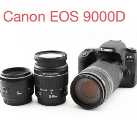 保証付/Wi-Fi/Canon EOS 9000D標準&望遠&単焦点レンズセット