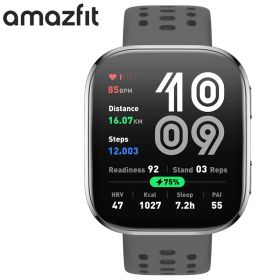 アマズフィット 腕時計 AMAZFIT スマートウォッチ ビップ6 BIP6 ユニセックス ブラック シリコン ベルト チャコール SP170074-C17 シンプル カジュアル アウトドア ランニング スポーツ 軽量 睡眠 健康管理 機能性 実用性 人気 おすすめ おしゃれ ブランド プレゼント ギフト