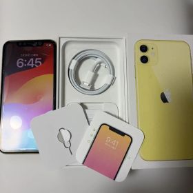 iPhone11イエローバッテリー82%SIMロック解除済箱未使用ケーブルピン付