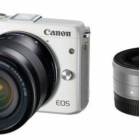 【中古】【非常に良い】Canon ミラーレス一眼カメラ EOS M3 ダブルレンズキット(ホワイト) EF-M18-55mm F3.5-5.6 IS STM EF-M22mm F2 STM 付属 EOSM3WH-WLK