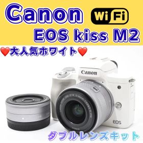 ✨本格ミラーレス✨Canon EOS Kiss M2 ホワイト ダブルレンズ