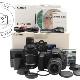 極上品☆CANON キャノン デジタル一眼レフカメラ EOS 60D ダブルズームキット EF-S18-55ｍｍ/EF-S55-250ｍｍ付属 ###15689-91