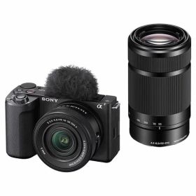 【中古】【1年保証】【美品】SONY VLOGCAM ZV-E10 II ダブルズームレンズキット (PZ 16-50mm II + E 55-210mm) ブラック [ZV-E10M2X B]