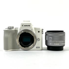 キヤノン Canon EOS Kiss M EF-M 15-45 IS STM レンズキット ホワイト デジタル ミラーレス 一眼カメラ 【中古】