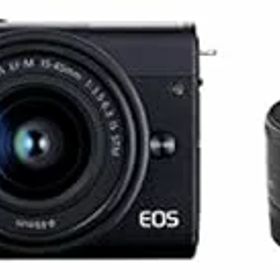 【中古】(非常に良い)Canon ミラーレス一眼カメラ EOS M200 ダブルレンズキット ブラック EOSM200BK-WLK