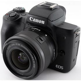 キヤノン ミラーレス CANON EOS Kiss M レンズキット ブラック Wi-Fi ＆ Bluetooth搭載 新品SDカード付き スマホに送れる 動画撮影 長期保証