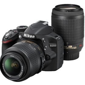 Nikon デジタル一眼レフカメラ D3200 200mmダブルズームキット 18-55mm/55-(中古品)