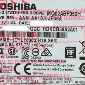 TOSHIBA ノート用HDD 2.5inch MQ02ABF050H 500GB