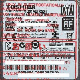 TOSHIBA(東芝) ノート用HDD 2.5inch MQ01ABF050H 500GB