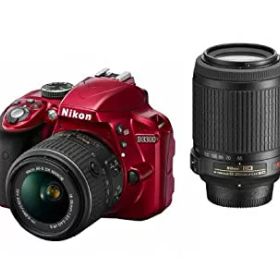 【中古】(非常に良い)Nikon デジタル一眼レフカメラ D3300 ダブルズームキット レッド D3300WZRD