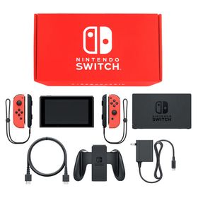 Nintendo Switch本体 カラーカスタマイズ /Joy-Con(L/R)ネオンレッド/Joy-Conストラップ(L/R)ブラック ニンテンドースイッチハード