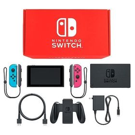 Nintendo Switch本体 カラーカスタマイズ /Joy-Con(L)ネオンブルー/Joy-Con(R)ネオンピンク/Joy-Conストラップ(L/R)ブラック（コントローラ状態難） ニンテンドースイッチハード