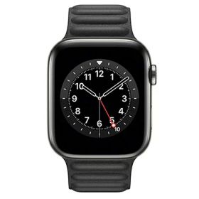 Apple Apple Watch Series6 44mm GPS+Cellularモデル M0GX3J/A+ MY9M2FE/A A2376【グラファイトステンレススチールケース/ブラックレザーリンク(S)】 [中古] 【当社3ヶ月間保証】 イオシス