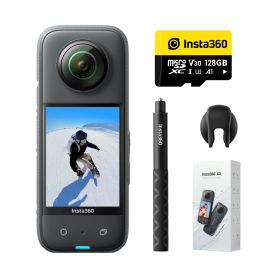 Insta360 X3プレミアムキット 128GB| 360度カメラ アクションカメラ 1/2インチ48MPセンサー IPX8防水 5.7K360度動画 72MP360度写真 手ブレ補正 アクティブHDR 4K一人称視点 60fps自撮り 水平維持 AI編集 音声制御 【ランキング受賞！】