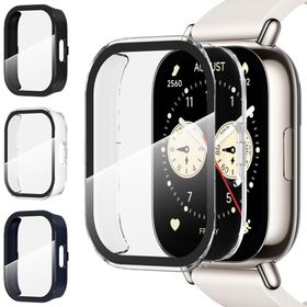 Suoman for Xiaomi Redmi Watch 5 Lite ケース(3個)シャオミスマートウォッチケースfor Redmi Watch 5 Lite カバー-ブラック+透明+青