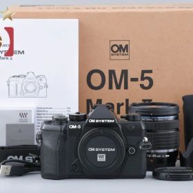 【中古】OM SYSTEM (OLYMPUS) オーエム システム OM-5 Mark II 12-45mm f/4 PRO レンズキット ブラック シャッター回数僅少 元箱付き