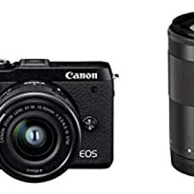 【中古】【非常に良い】Canon ミラーレス一眼カメラ EOS M6 Mark II ダブルズームキット ブラック EOSM6MK2BK-WZK