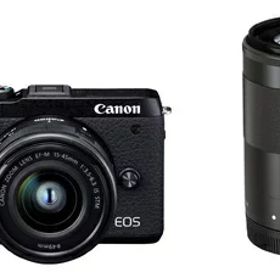 【中古】 Canon ミラーレス一眼カメラ EOS M6 Mark II ダブルズームキット ブラック EOSM6MK2BK-WZK