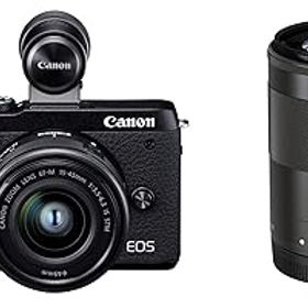【中古】(非常に良い)Canon ミラーレス一眼カメラ EOS M6 Mark II ダブルズームEVFキット ブラック EOSM6MK2BK-WZEVFK