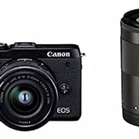【中古】（非常に良い）Canon ミラーレス一眼カメラ EOS M6 Mark II ダブルズームキット ブラック EOSM6MK2BK-WZK