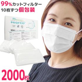 ＼大量購入特価／【 約5.5年分でこの価格！】マスク 2000枚 箱 在庫あり マスク 50枚 ×40箱 平ゴム 耳が痛くならない 不織布マスク 使い捨て 3層構造 白 ホワイト 大人用 ふつうサイズ 高密度フィルター ほこり ウイルス 防護 花粉 防護マスク 男女兼用 通気超快適 立体