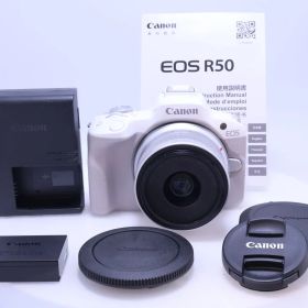 【4,000回以下 ほぼ新品】Canon EOS R50 標準ズームレンズキット(RF-S18-45) ホワイト ミラーレス一眼カメラ