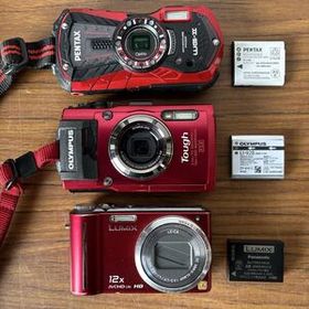 デジタルカメラまとめて3台 PENTAX RICOH Optio WG-2 D-LI92/OLYMPUS Tough TG-3 LI-92B /Panasonic LUMIX DMC-TZ7 DMW-BCG10